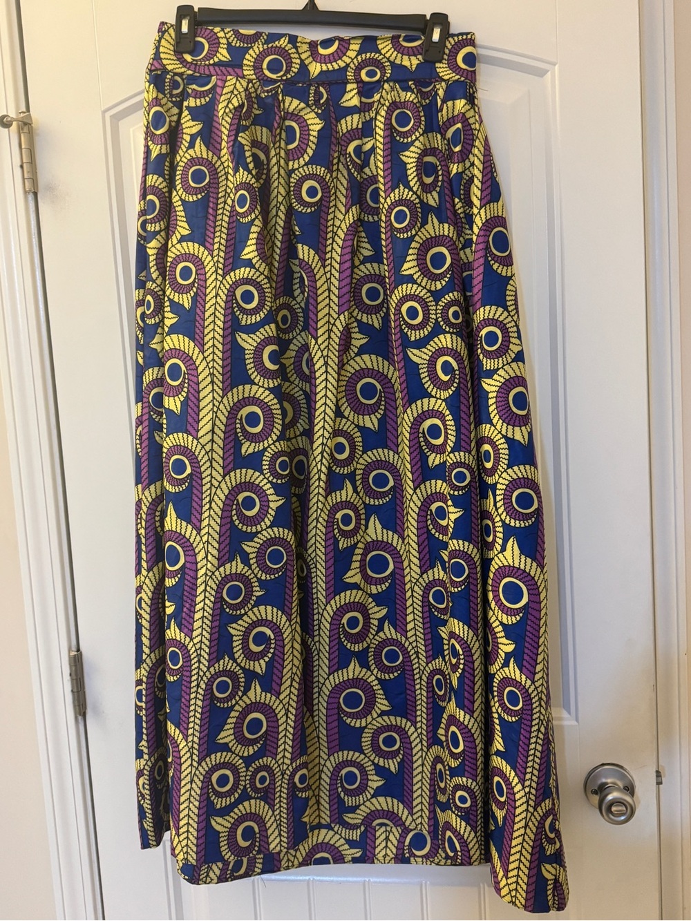 Vibrant Yellow & Purple African Print Maxi Skirt Size 14W/16W 0X